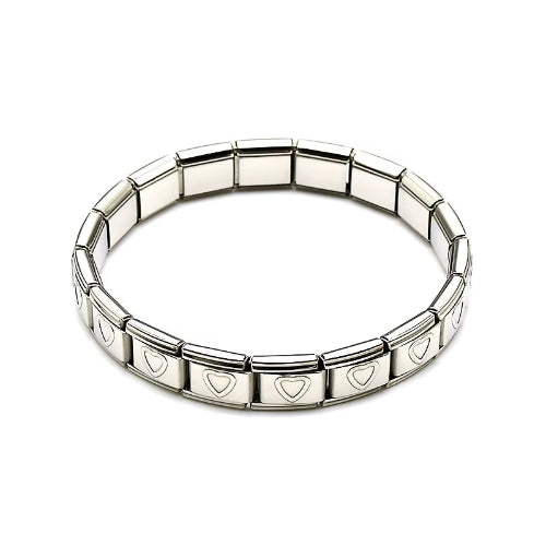 Stainless Steel DIY Italian Module Splicing Bracelet with Heart-Shaped Pentagram Detachable Stainless Steel Elastic Bracelet